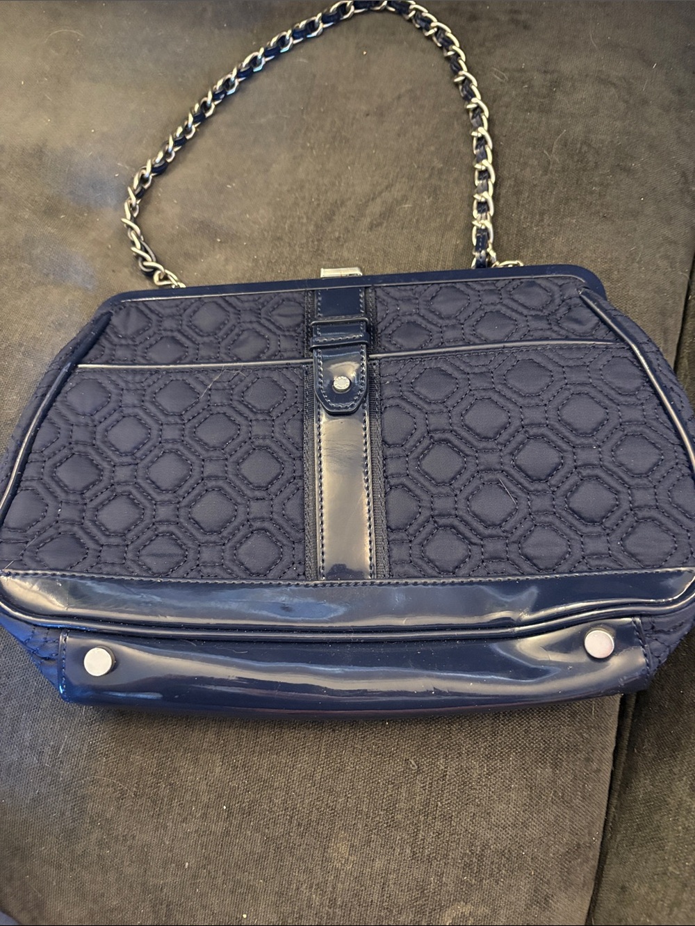 Vera Bradley Navy Quilted Chain-Handle Shoulder Bag